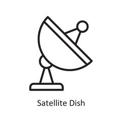 Satellite Dish Vector Outline icon Design illustration. Communication Symbol on White background EPS 10 File