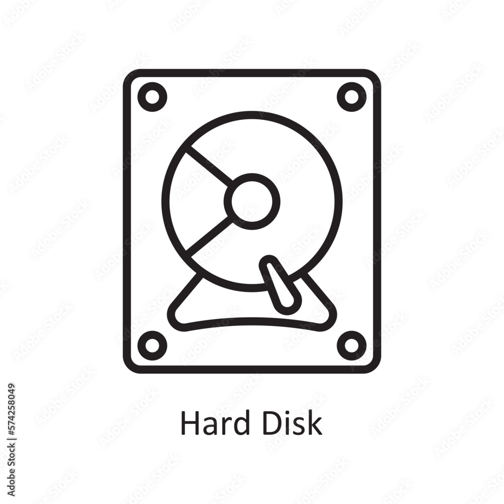 Poster hard disk vector outline icon design illustration. communication symbol on white background eps 10 f