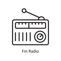 Fm Radio Vector Outline icon Design illustration. Communication Symbol on White background EPS 10 File