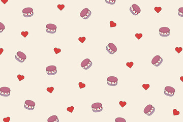 マカロンとハートの可愛い背景