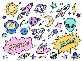 vector, icon, set, cartoon, summer, beach, illustration, seamless, pattern, travel, design, space, rocket, earth, astronaut, ufo, alien, baby, child, sea, sun, symbol, food, collection, icons, vacatio