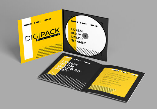 Digipack with Opened Book Mockup