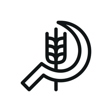 recommend clip art: Sickle and wheat isolated icon, traditional harvesting vector symbol with editable stroke.