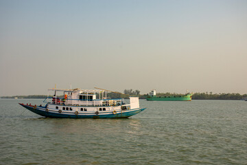 11th February, 2023, Sundarban, West Bengal, India: A tourist boat with tourists enjoying boat...