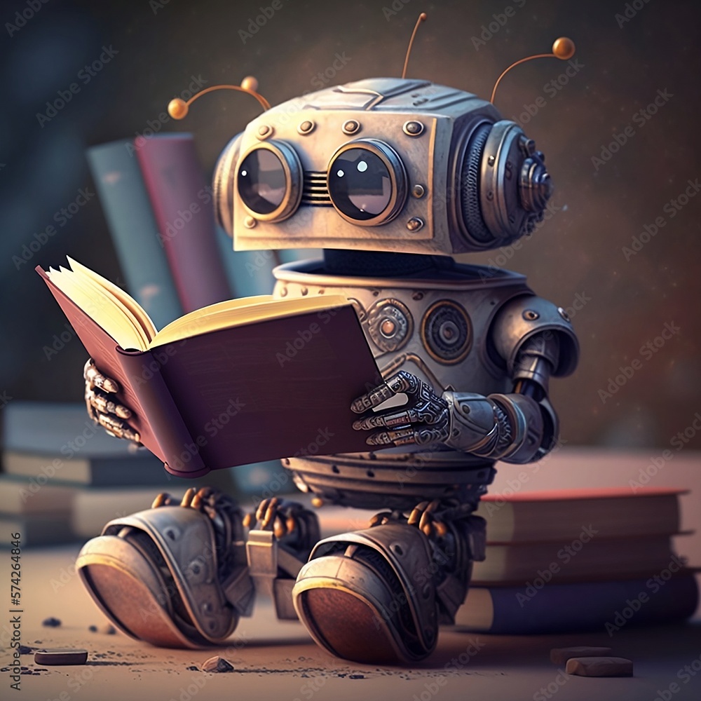Poster futuristic generative ai illustration of a digital machine with artificial intelligence, a clever au