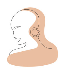 African woman's head in profile in line art style. Avatar. One-line portrait of a girl.African woman's head in profile in line art style. Avatar. One-line portrait of a girl.