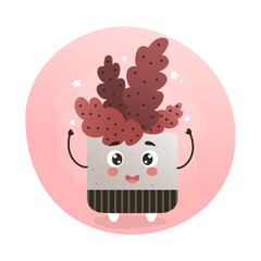 cute kawaii houseplant, kawaii cacti, a cactus in a pot, houseplant, home garden, gardening, plant lover, houseplant shop concept, greenhouse 