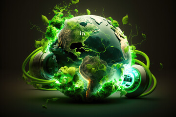 Generative AI Abstract green Earth energy concept