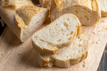 Sliced wheat loaf of fresh bread
