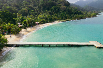Aerial view of the coast in the Caribbean Sea