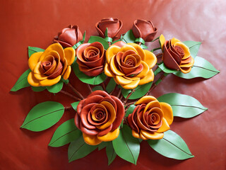 Bouquet of flowers made of leather