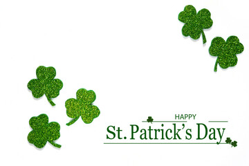 Happy St. Patrick's Day banner.Holiday background.St Patricks Day frame against a white background....