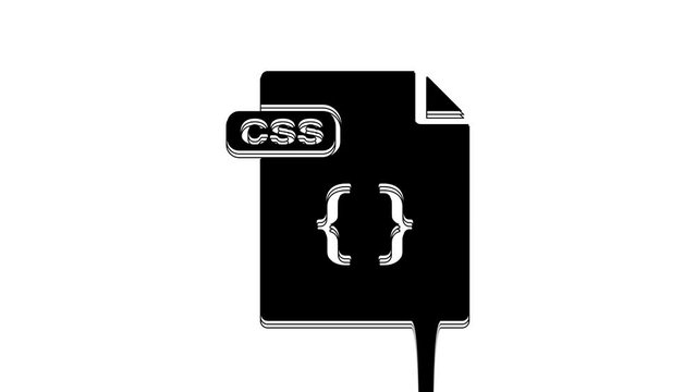 Black CSS file document. Download css button icon isolated on white background. CSS file symbol. 4K Video motion graphic animation