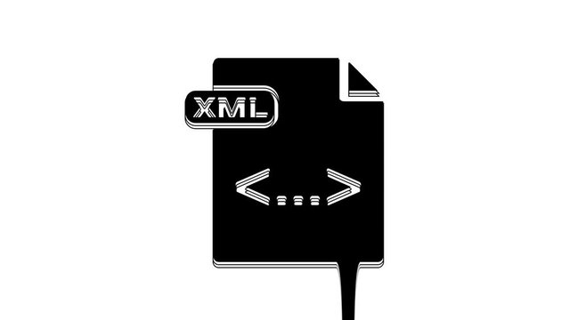 Black XML file document. Download xml button icon isolated on white background. XML file symbol. 4K Video motion graphic animation