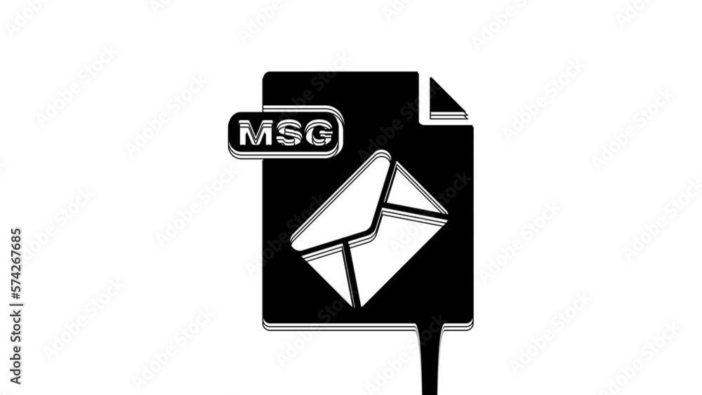 Poster black msg file document. download msg button icon isolated on white background. msg file symbol. 4k 