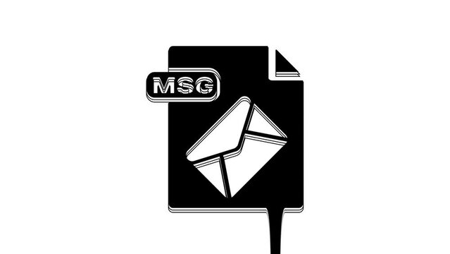 Black MSG file document. Download msg button icon isolated on white background. MSG file symbol. 4K Video motion graphic animation