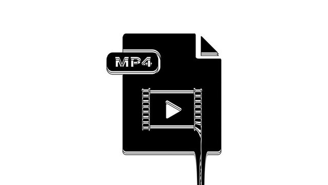 Black MP4 file document. Download mp4 button icon isolated on white background. MP4 file symbol. 4K Video motion graphic animation