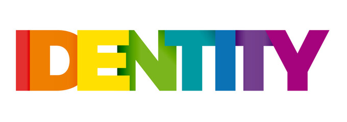 The word Identity. Vector banner and logo with colorful text