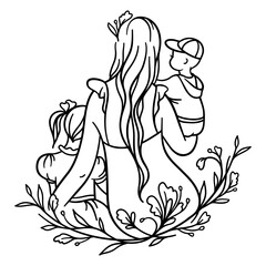 Mom and me. Mothers day. Mama mini. Motherhood. Mother with daughter and son.