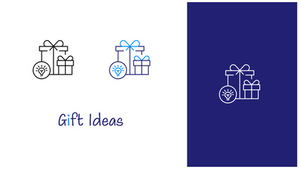 Gift ideas, Present Ideas, Gifts suggestions, last-minute gift ideas,Surprise gift icon, vector line icon editable stroke