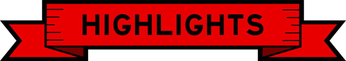 Ribbon label banner with word highlights in red color on white background