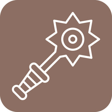 white mace icon on brown background clip art preview