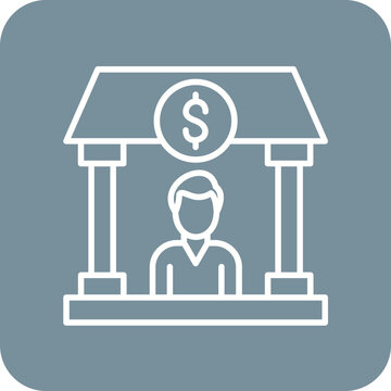white bank teller icon on blue background clip art preview