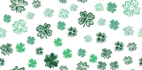 Fototapeta premium Clover set, Saint Patricks Day, hand drawn illustrations. 