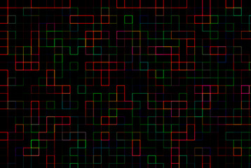 black background with a grid of squares of different colors