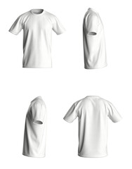 T-shirt template, from four sides, isolated on white background. White Color