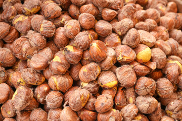 The Chinese neighborhood called Yaowarat, Bangkok, Thailand, where tourists from all over the world want to come to buy fruits such as fresh chestnuts. Taken on 19 Feb 2023.