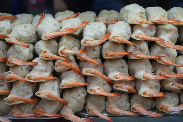 The Chinese area called Yaowarat, Bangkok, Thailand, where tourists from all over the world want to come and taste food such as Shrimp Gyoza Taken on 19 Feb 2023