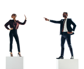 Two business people having a disagreement on a transparent background