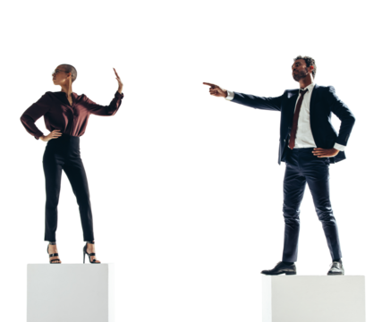 Two business people having a disagreement on a transparent background