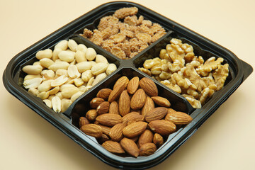 four types of nuts in a pack. 