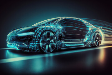 Naklejka premium Concept future car. Generative AI