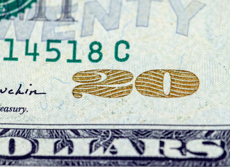 words and phrases on American twenty dollar bills