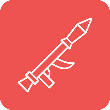 white rocket launcher icon on red background clip art preview