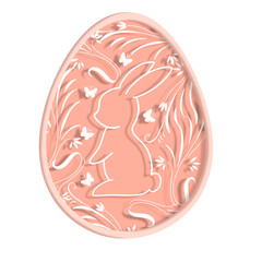Orange paper cut happy easter egg.