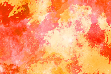 Red orange and yelllow background with watercolor and grunge texture design, colorful textured paper in bright autumn
