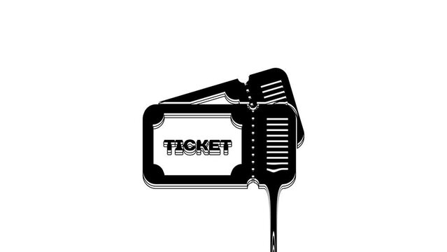 Black Ticket icon isolated on white background. 4K Video motion graphic animation