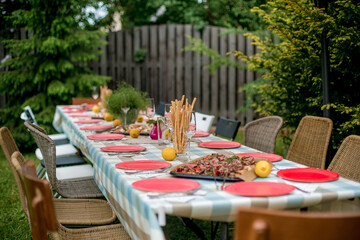 Garden party decorations and table setting