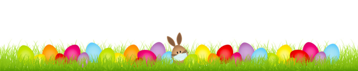 Osterwiese Braunes Hasenei Maske & 28 Ostereier Bunt