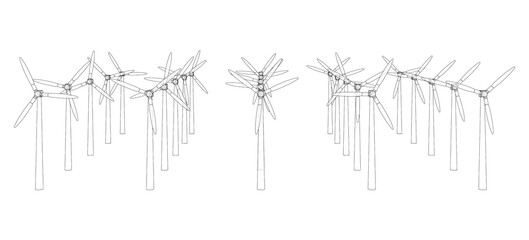 Wind turbines. 3d illustration