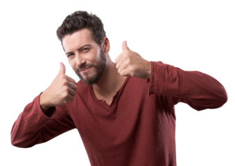 Happy confident man thumbs up