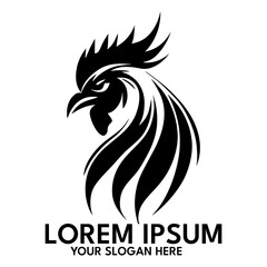Fototapeta na wymiar Rooster silhouette, logo style vector illustration