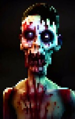 Obraz premium pixel color of zombie cartoon
