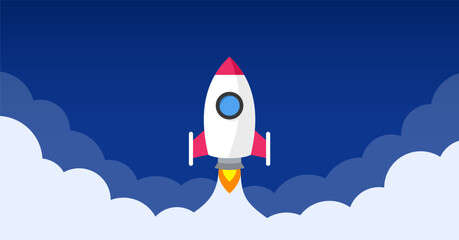 Rocket Launch. Rocket and Startup. Vector illustration