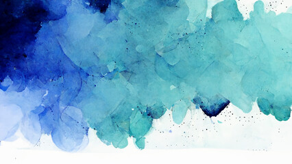 Sky Blue and Teal Abstract Watercolor 
