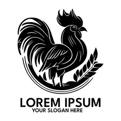 Fototapeta na wymiar Rooster silhouette, logo style vector illustration